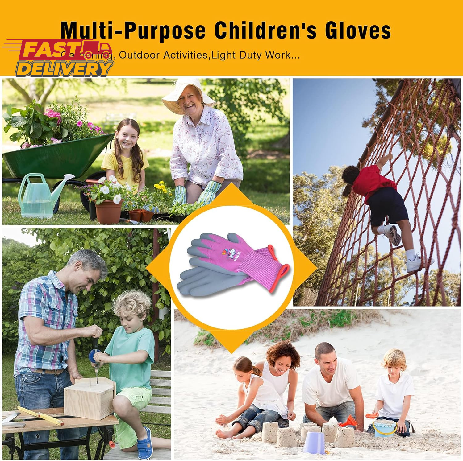Ages 8-10 Kids Gardening Gloves,Yard Work Gloves for Toddlers, Youth, Girls, Boy