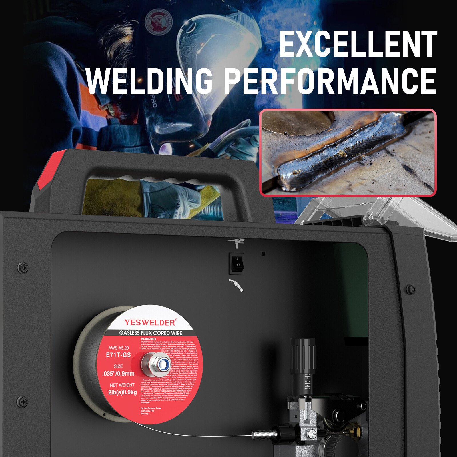 Flux Core Gasless Mig Wire, Mild Steel-E71TGS .035" 0.9mm-2 Lbs Spool (3 Rolls)