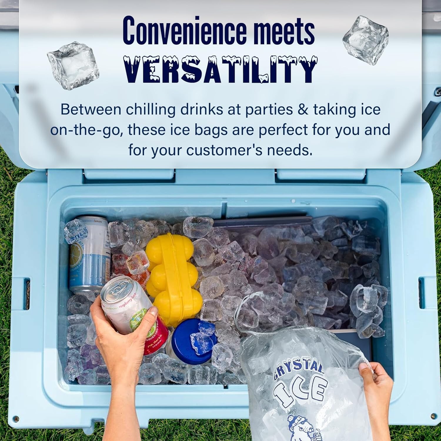 Ice Bags w/ Drawstring 8-20lb (250-500ct) Durable Leak-Proof Freezer Storage Bag