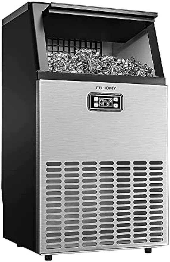 EUHOMY Commercial Ice Maker Machine,100lbs/24H Stainless Steel Under Counter Use