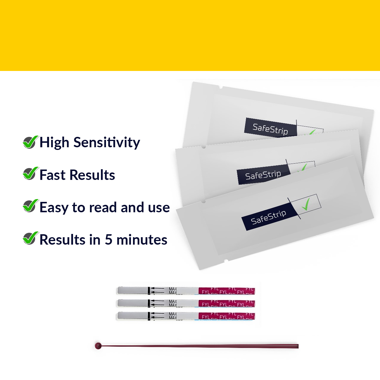 SafeStrip Fentanyl Home Drug Testing Strips - 25 Pack with Scoop - Urine/Powder