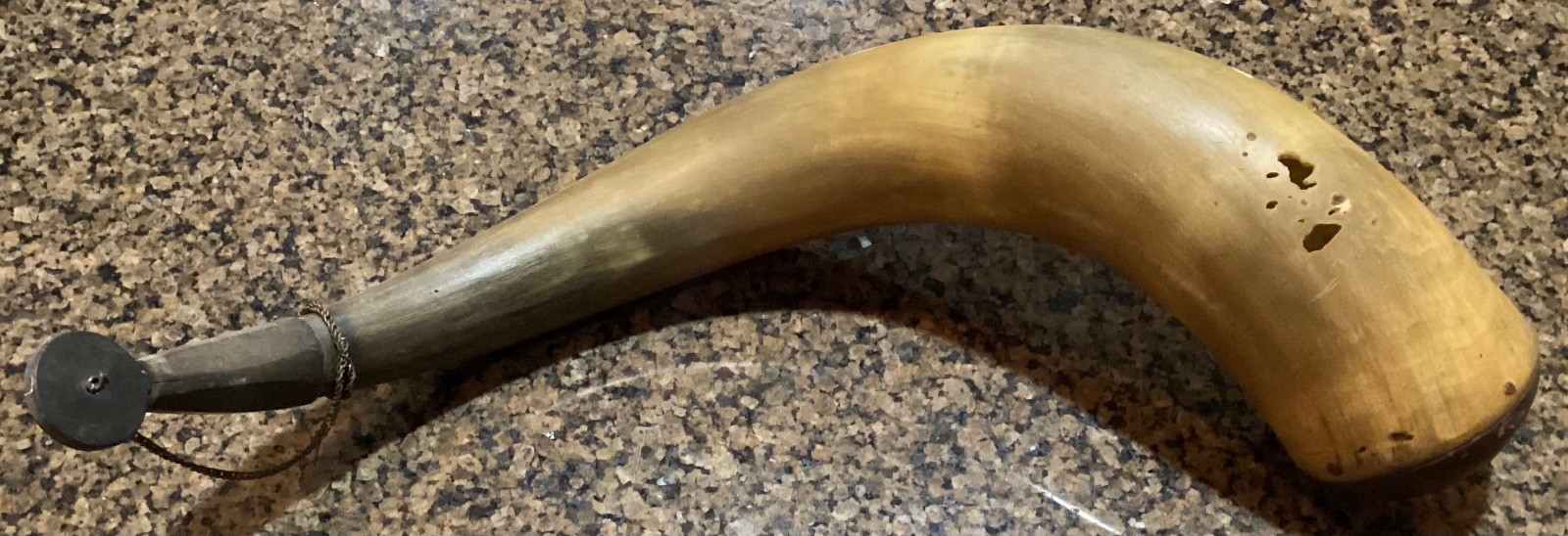 Large 18” Antique Powder Horn Engraved 1st New Jersey 1861