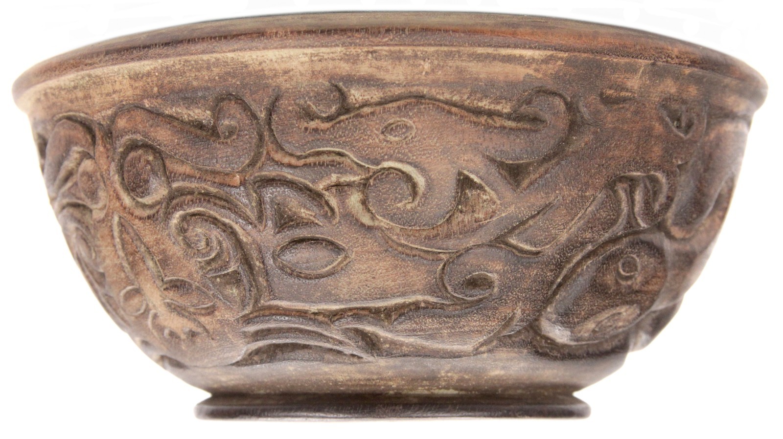 Vintage Carved Wooden Indonesian Dayak Bowl Borneo Lizard Ethnographic Carving