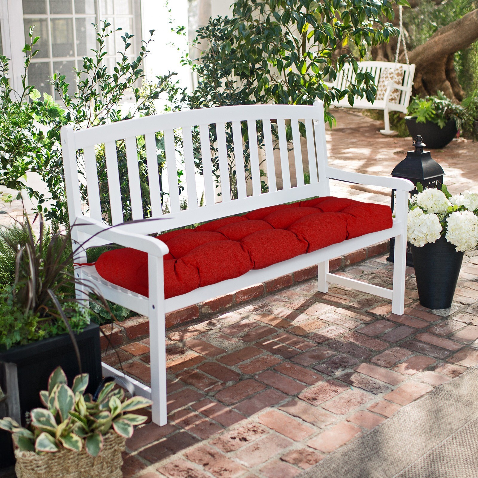 Aoodor 3 Seater Outdoor Bench Cushion Porch Swing Cushion w/Ties Replacement Pad