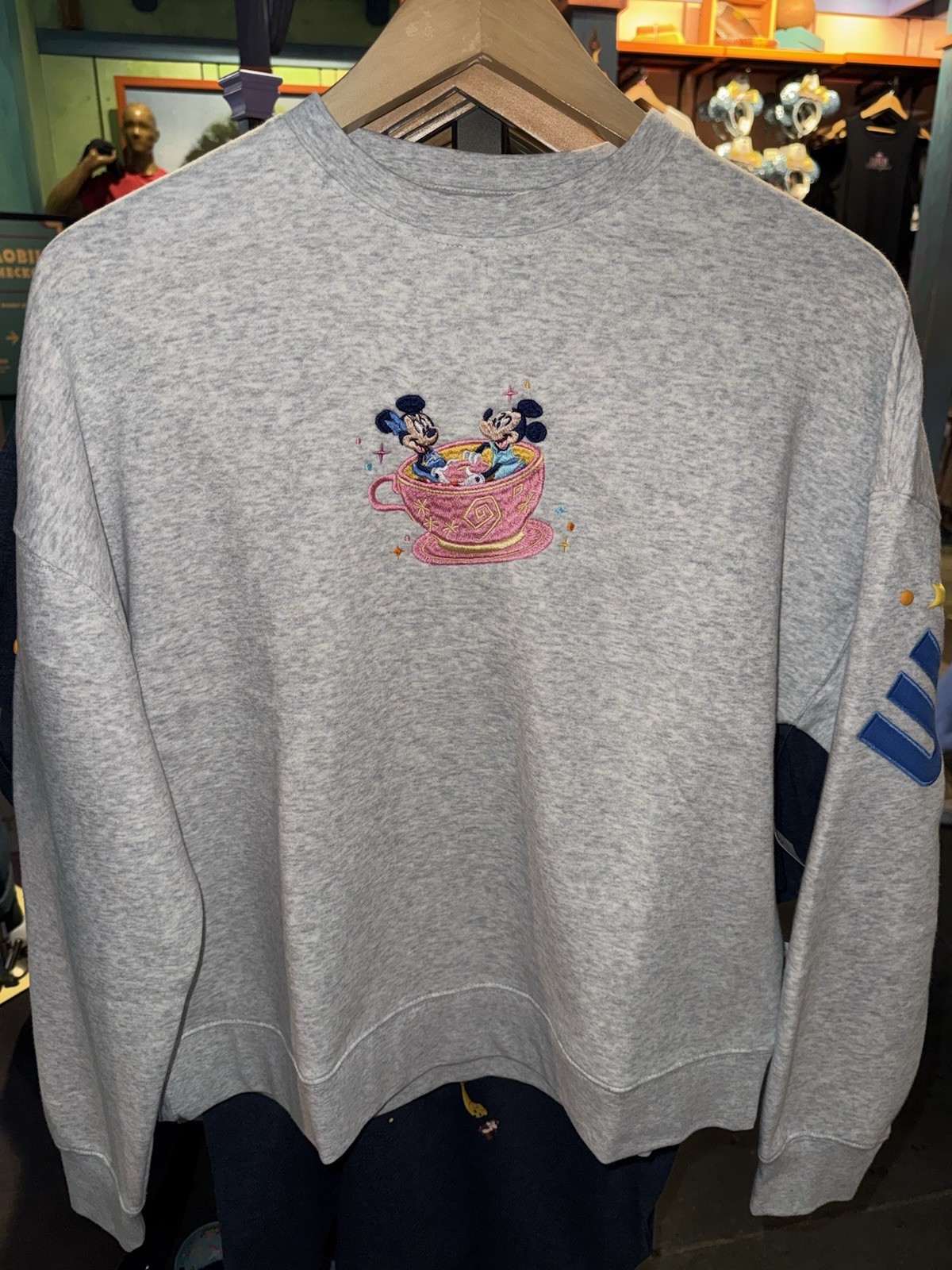 2026 Disney Parks WDW Mickey Minnie Teacup Grey Sweatshirt Adult Sizes NWT!