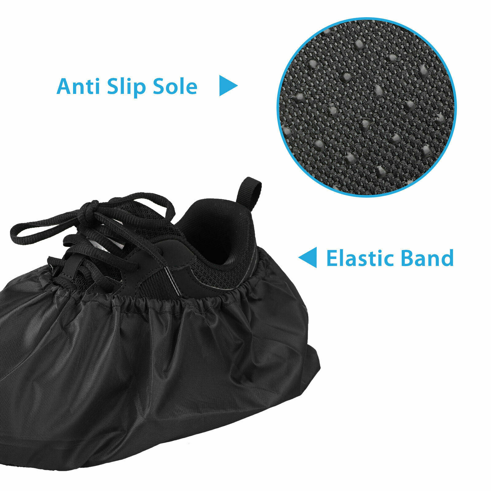 2 Pairs Waterproof Shoe Covers Washable Reusable Non Slip Sole Overshoes Booties