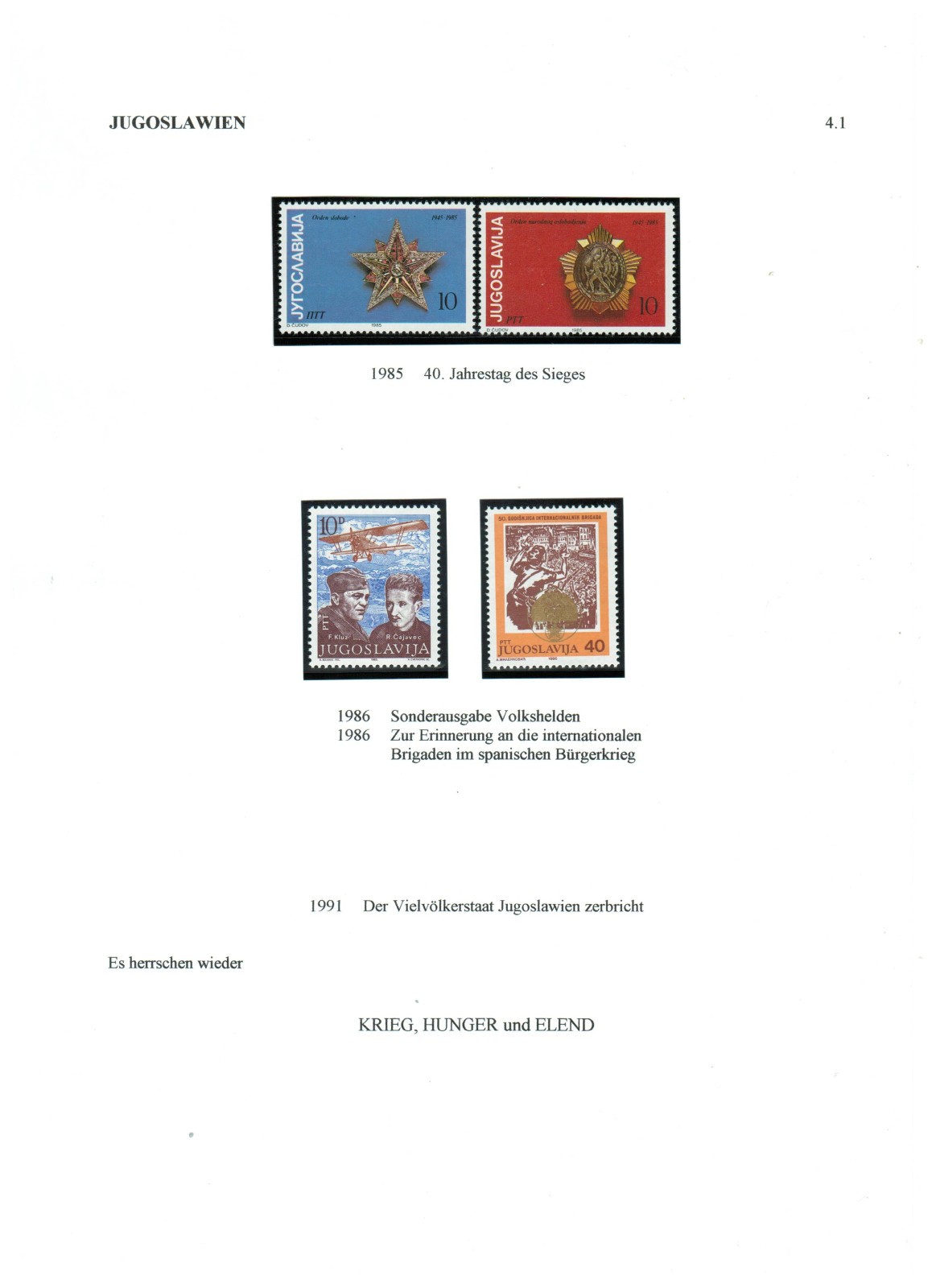 Yugoslavia (+ Triest Zone B) - Selection of Stamps on 9 Exhibition pages #A3748