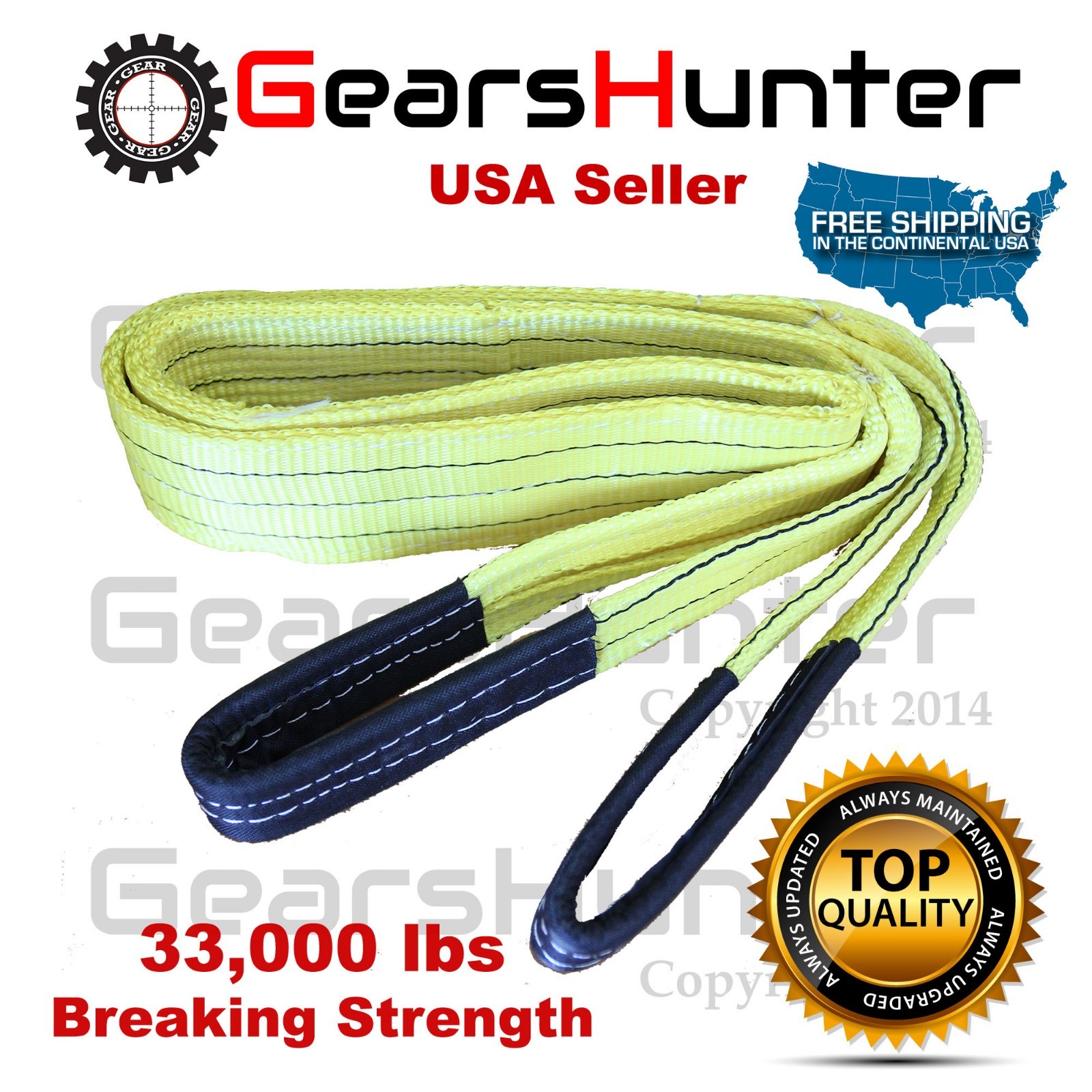 3" (Various Length) 2-Ply Nylon Web Sling Lift Tow Strap Heavy Duty 33000 LBS