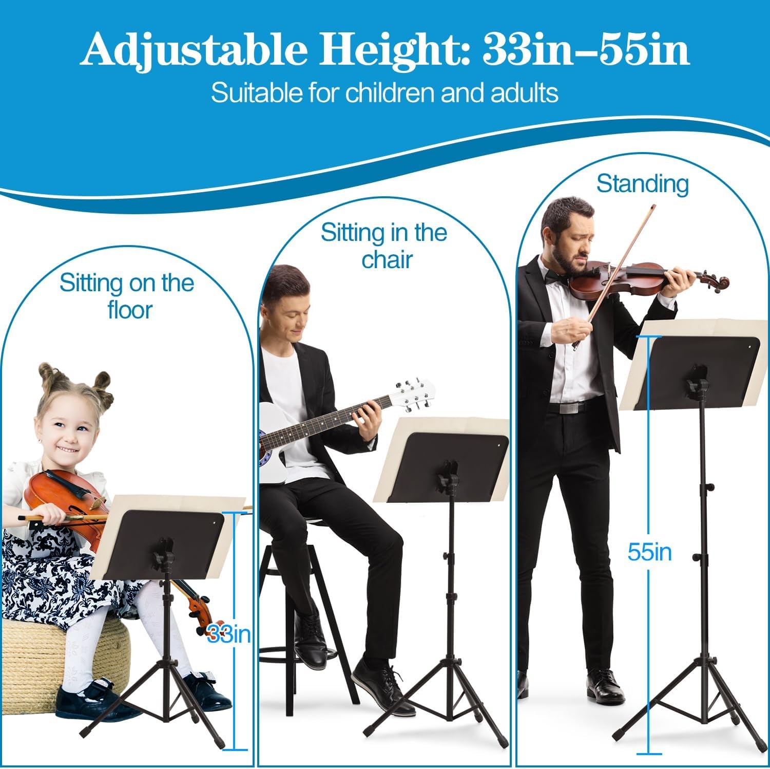 Adjustable Music Stand Portable Folding with Carry Bag 1 Pack