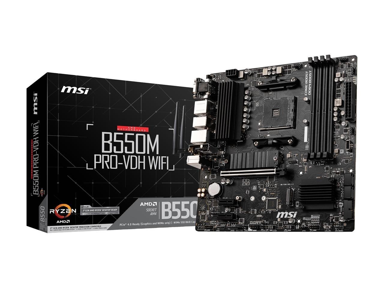 MSI B550M PRO-VDH WIFI AM4 AMD B550 SATA 6Gb/s USB 3.0 Micro ATX AMD Motherboard