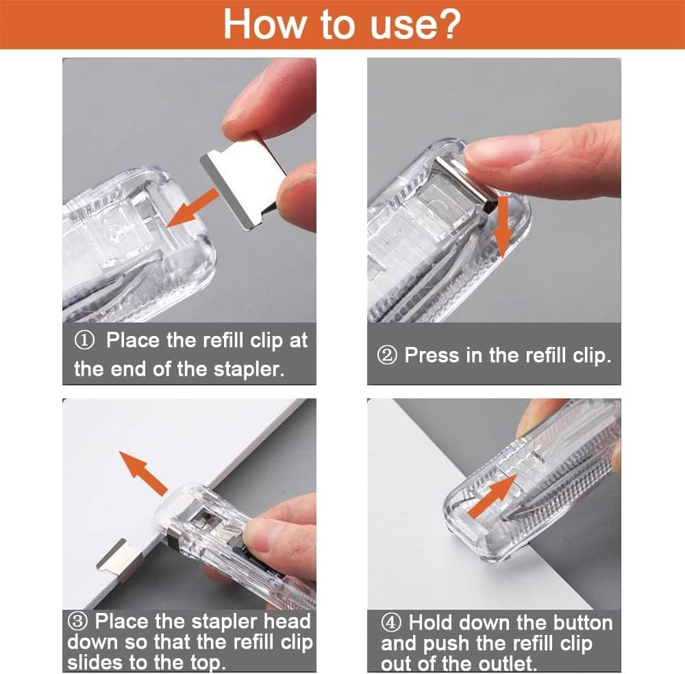 2 Pack Paper Clam Portable Handheld Paper Clip Dispenser with 50 Pcs Reusable