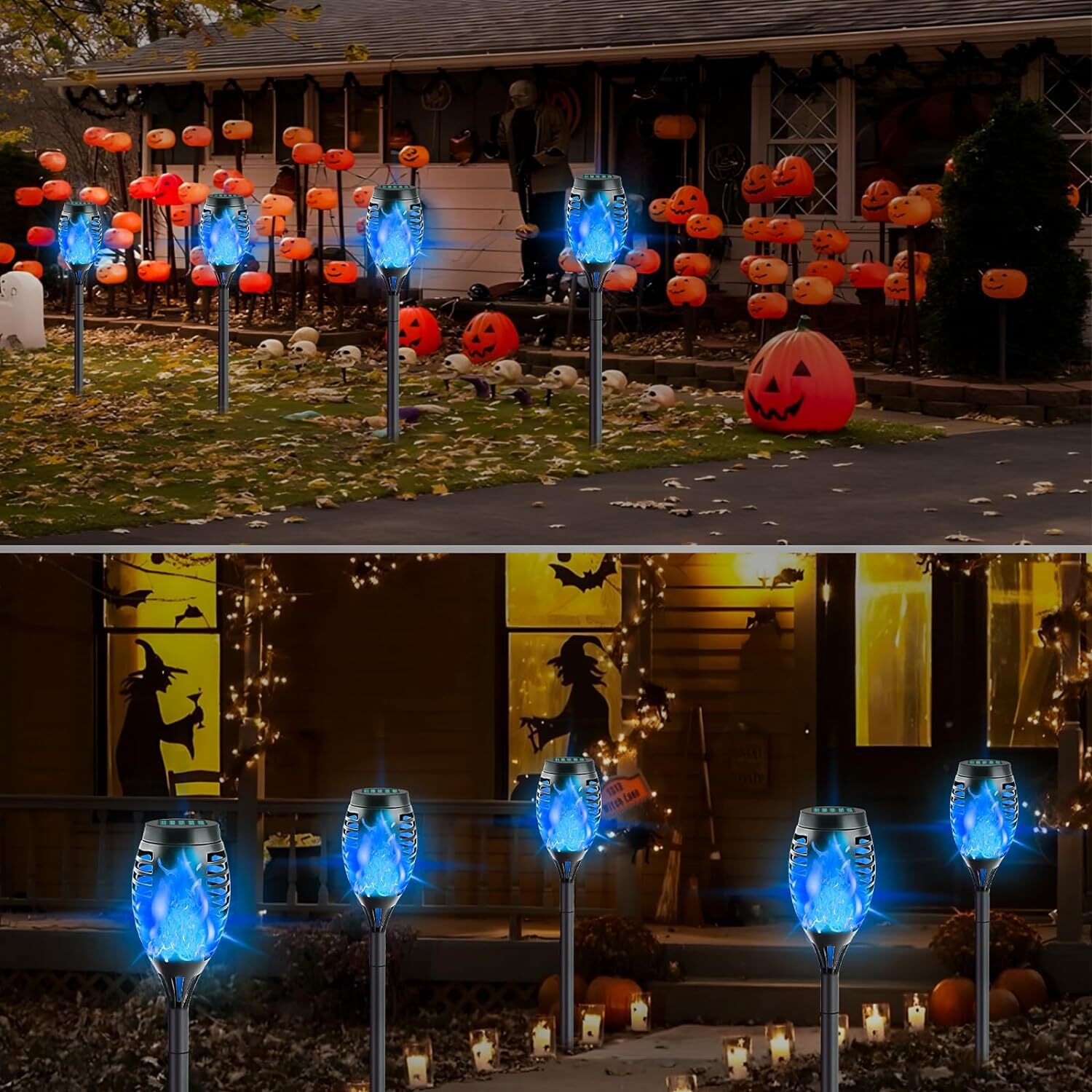 Solar Outdoor Lights Power Torch Light Flickering Flame Garden Waterproof Lamp