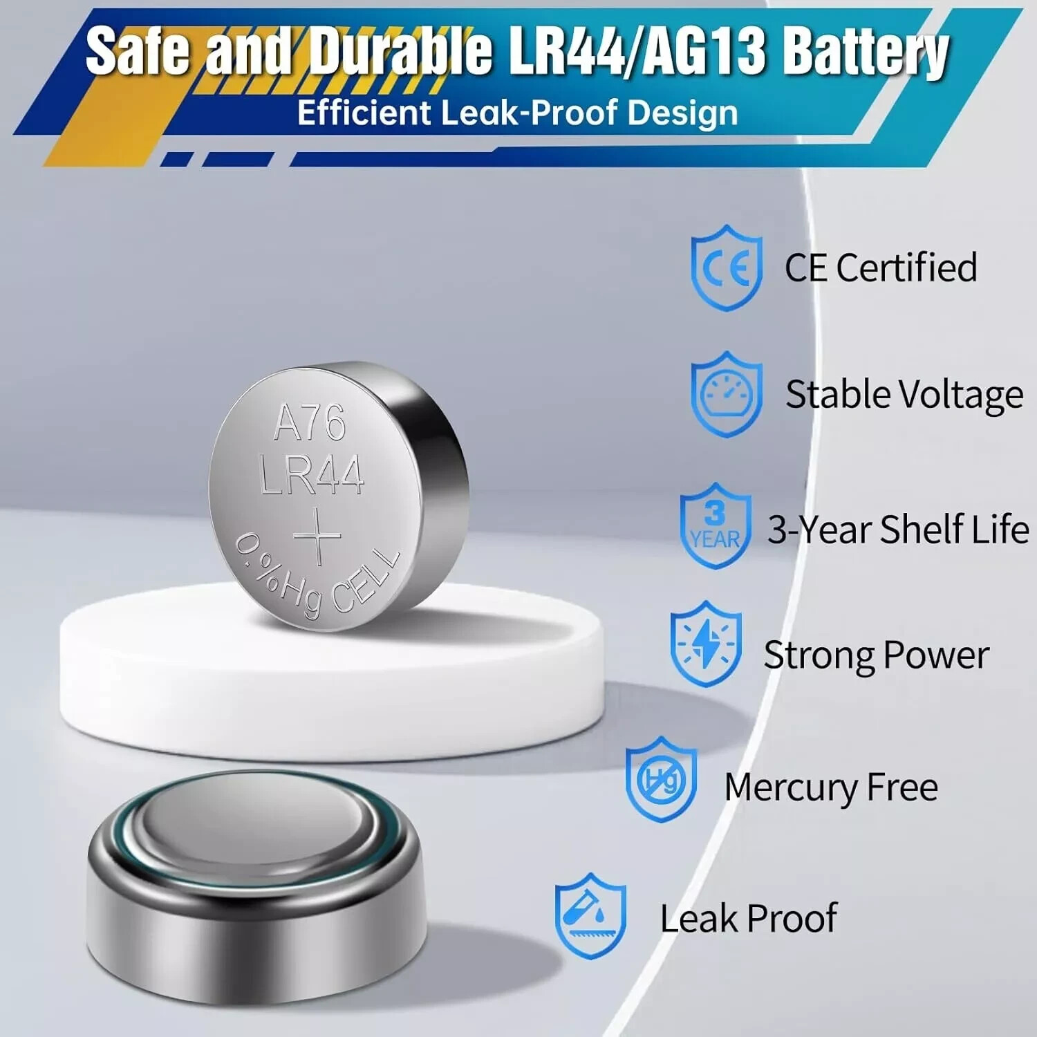 AG13 LR44 A76 357 L1154 SR44 1.5V Button Battery Coin Cell