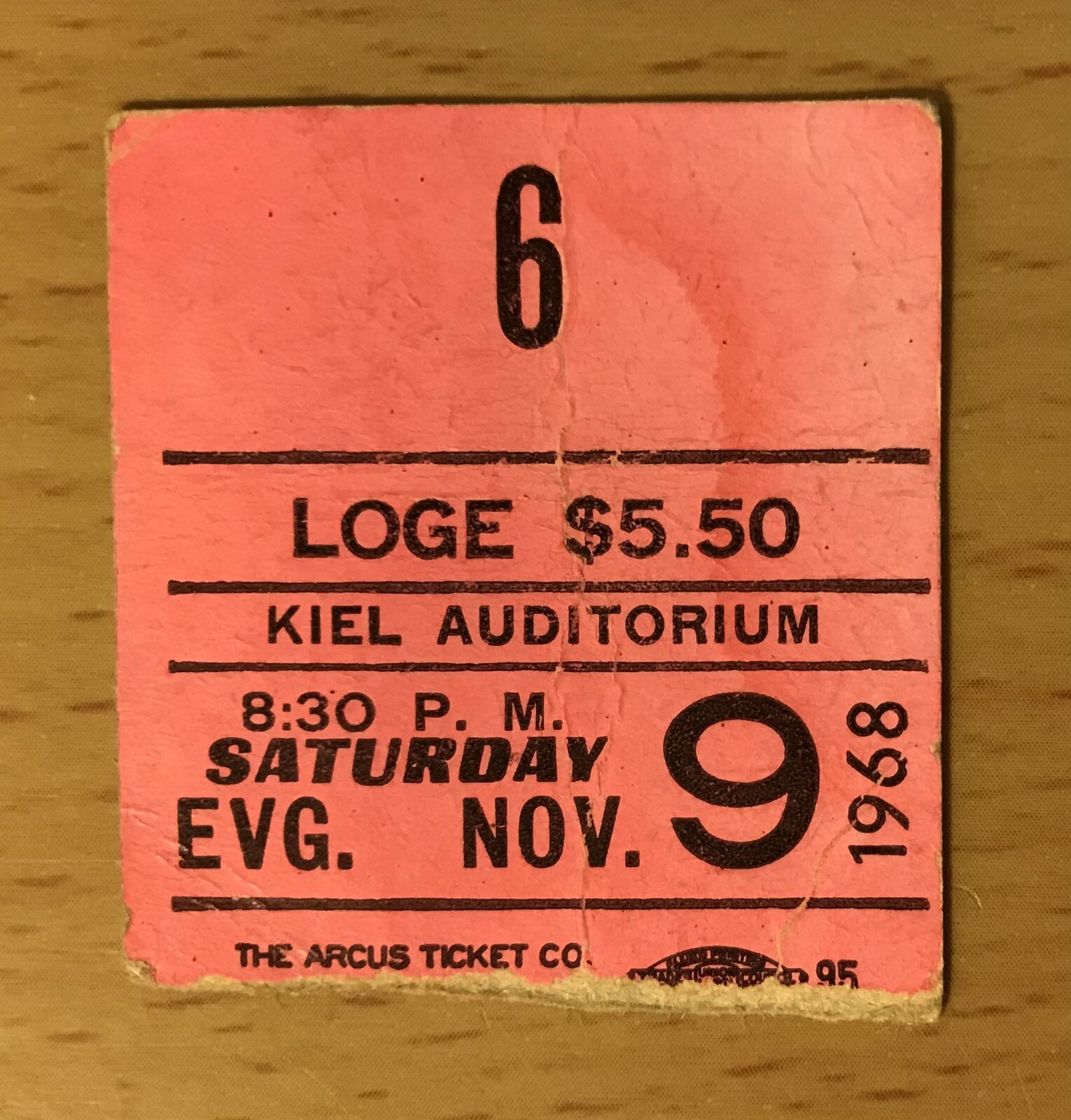 1968 THE DOORS WAITING FOR SUN TOUR ST. LOUIS CONCERT TICKET STUB JIM MORRISON