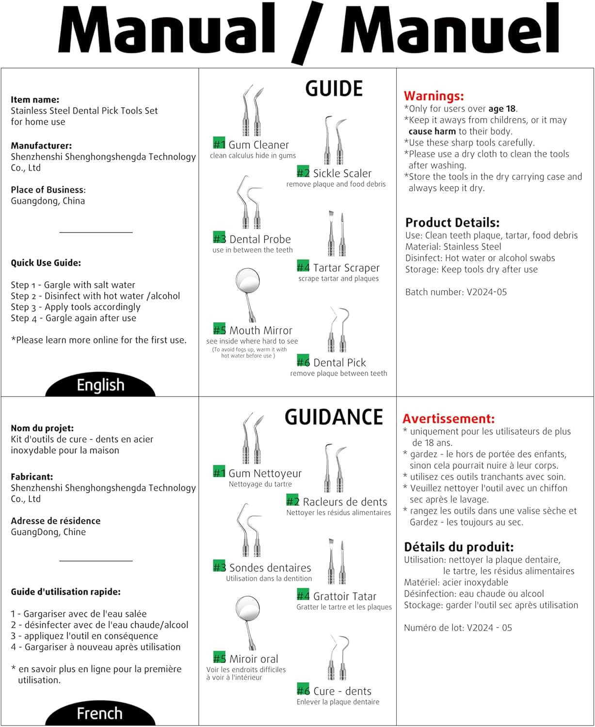 Dental Tools, Dental Pick for Teeth Cleaning, Stainless Steel Hygiene Kit with T
