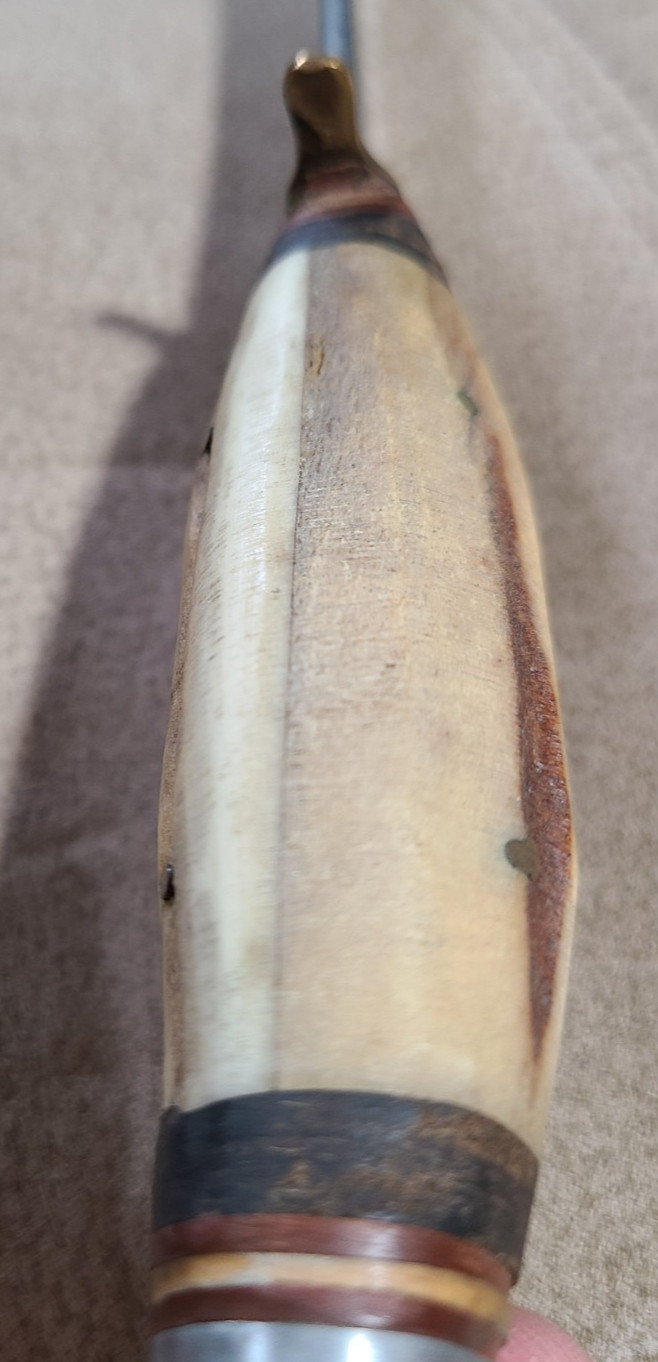 Mohawk Hammer Forged Stag Handle Fixed Blade Knife Germany Elk Embossed Sheath