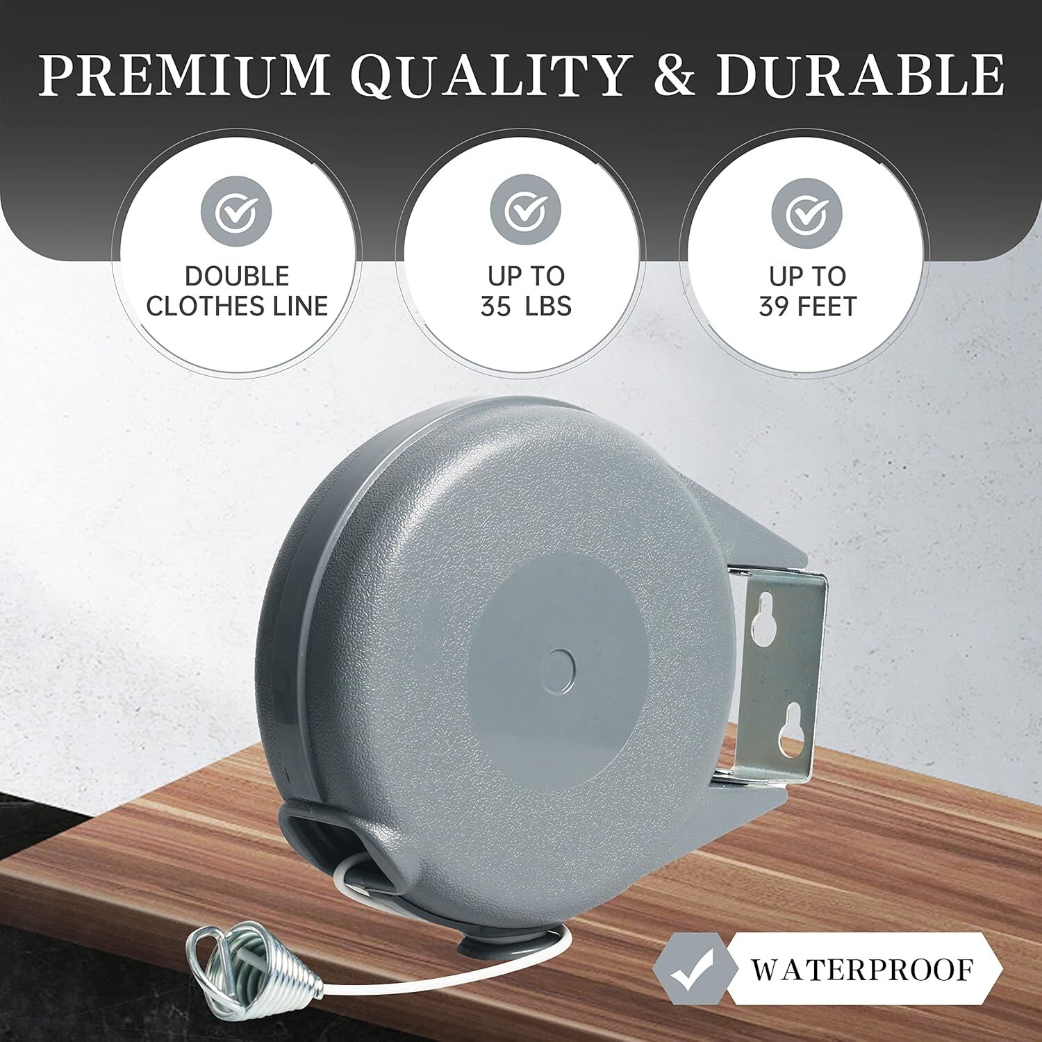 Retractable Clothesline Heavy Duty Retracting Clothes Line Outdoor and Indoor wi