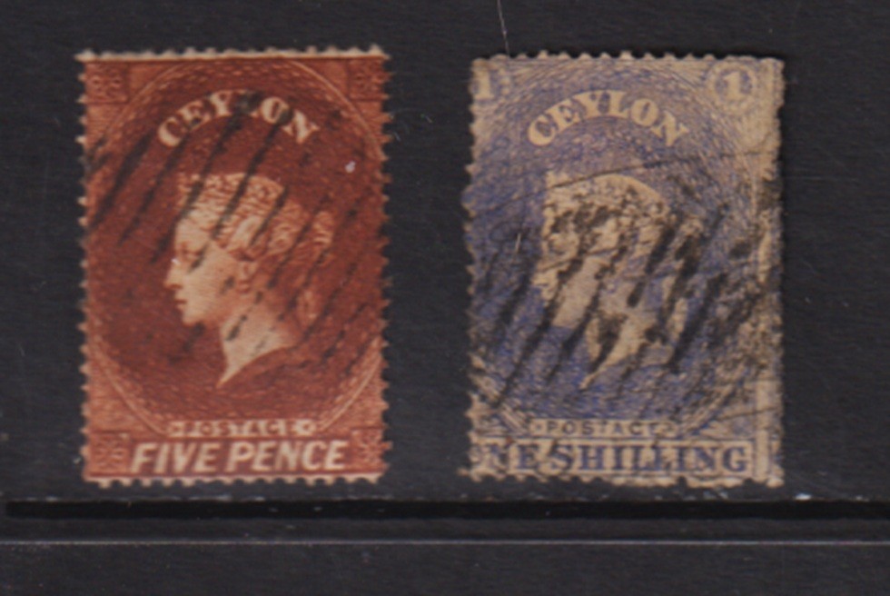 Ceylon - #20, #23 used, cat. $ 27.50
