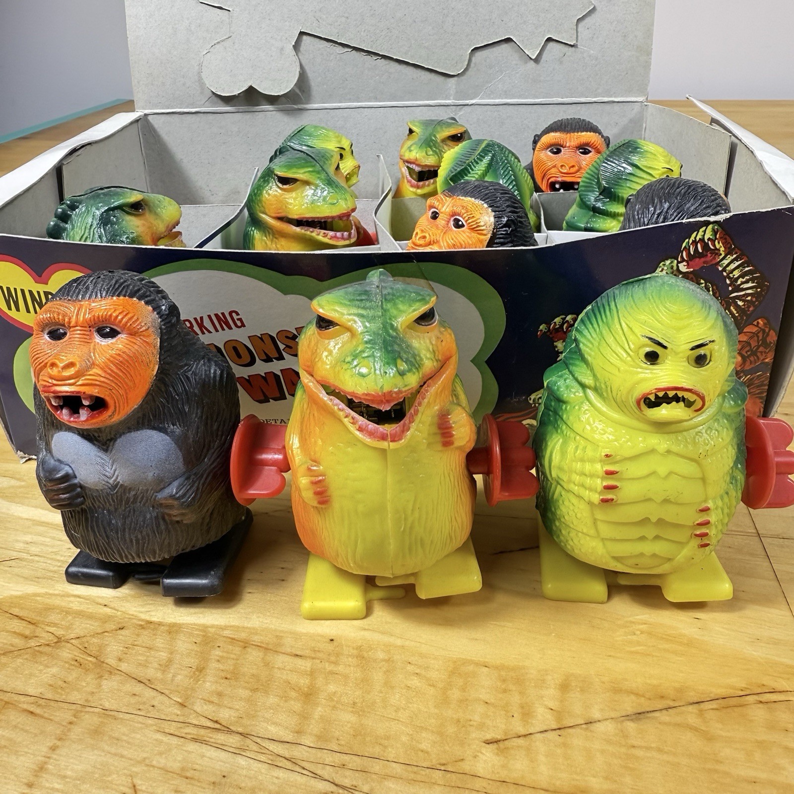 Vintage Wind up Sparking Super Monsters Little Walkers Full Case New Old Stock!!