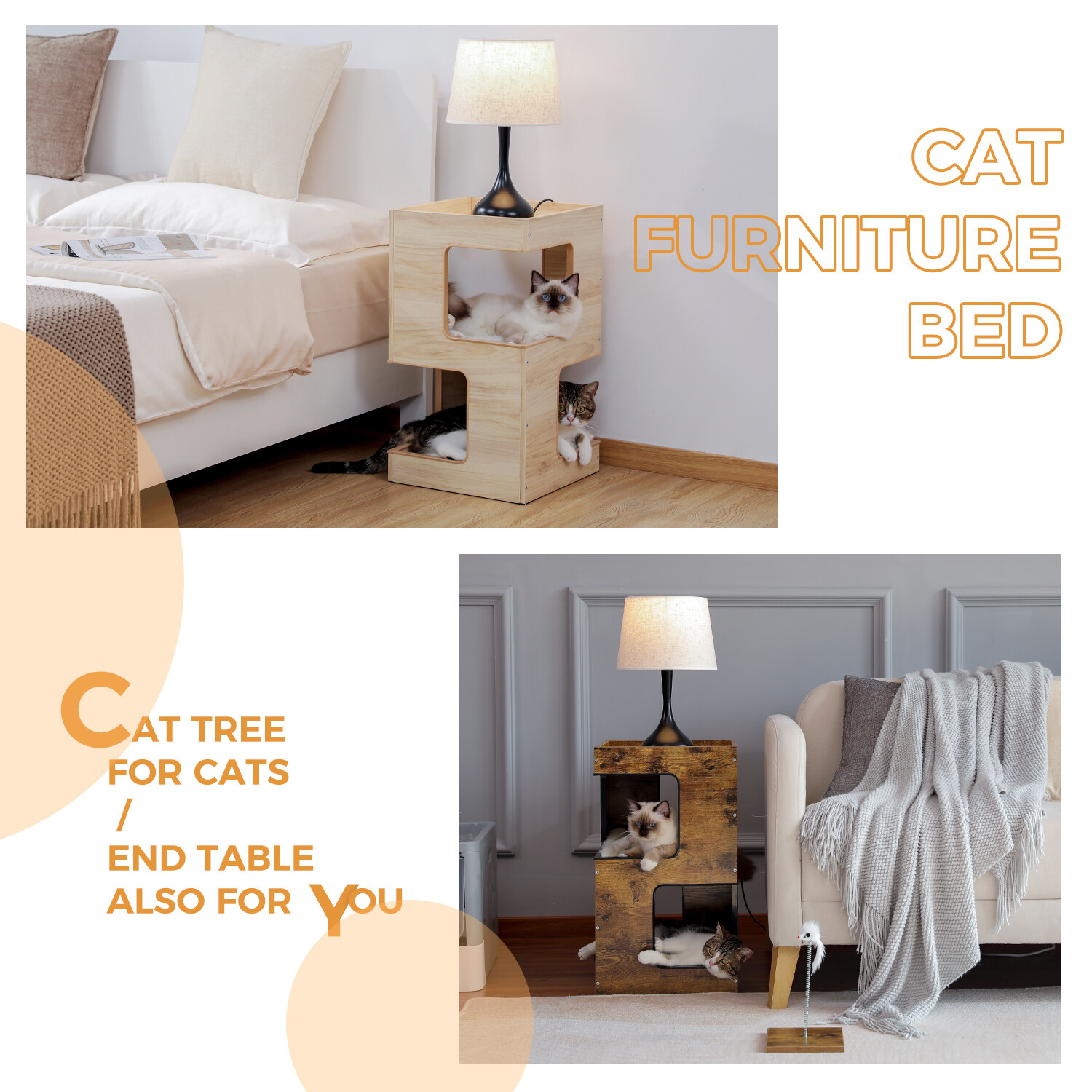 Pawz Road Cat Tree Tower Bedside Tables Condo House Bed Scratcher Furniture Toys