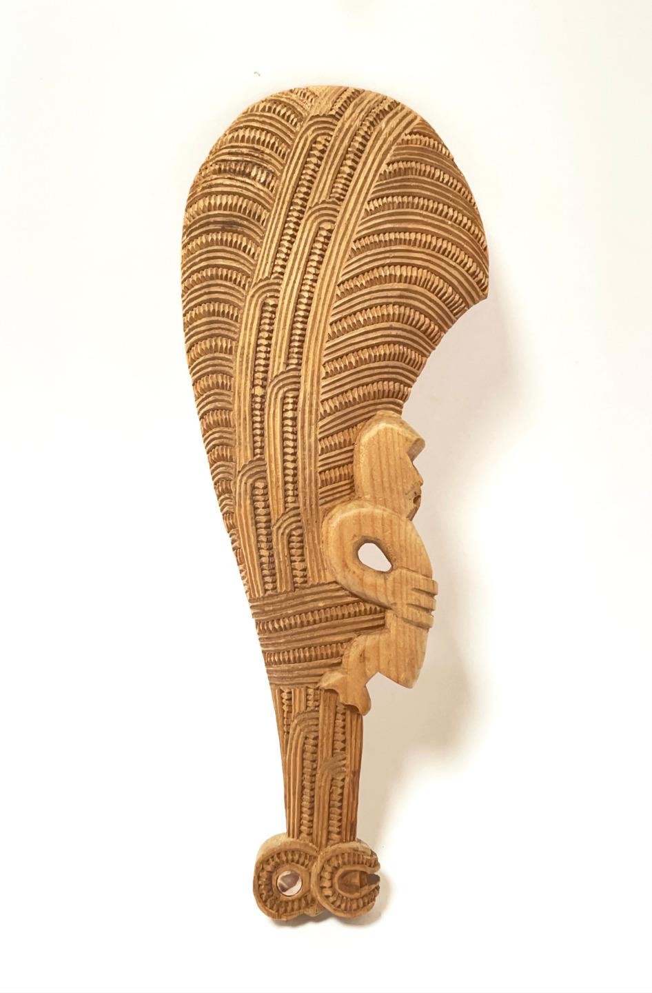 VINTAGE MAORI TIKI HANDCARVED WOODEN PATU WAR CLUB NEW ZEALAND TRIBAL ART