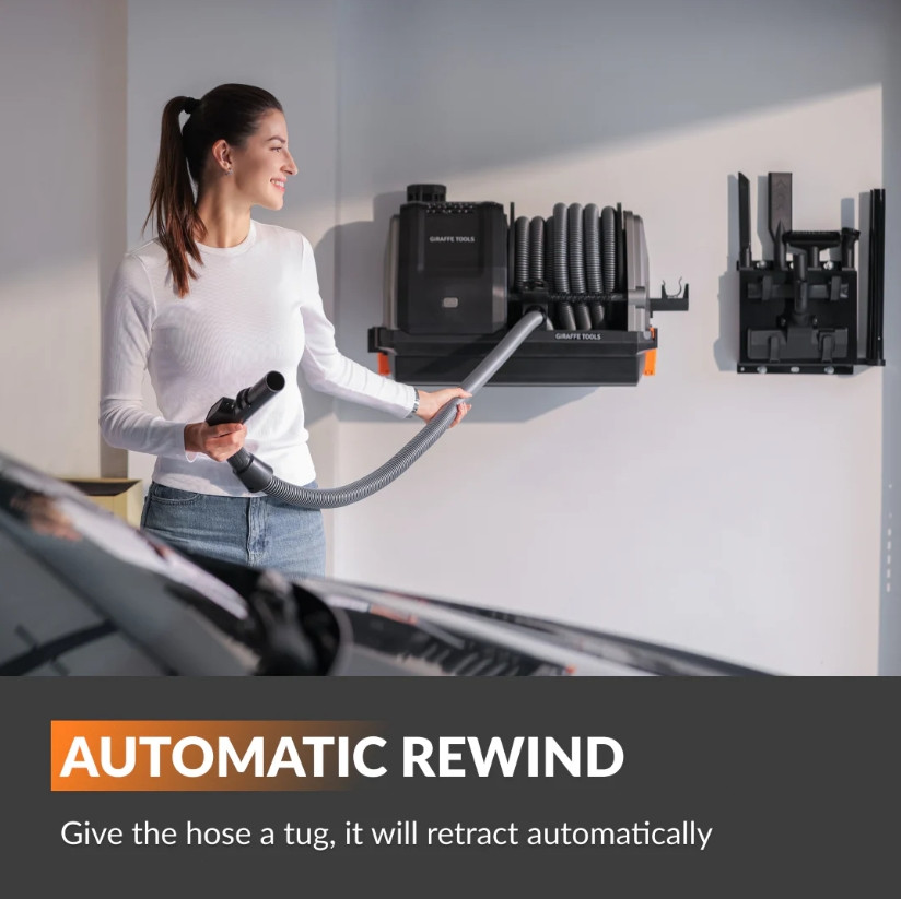 Giraffe Tools 1200W Wet and Dry Vacuum Cleaner Wall-Mounted with Remote Control