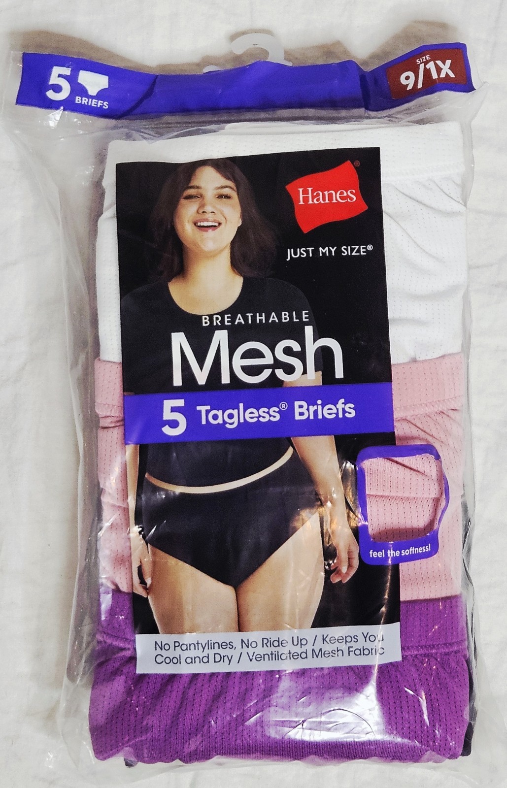 Hanes Plus Just My Size Breathable Mesh Tagless Briefs 5 Pack 1X 3X 4X 5X or 6X