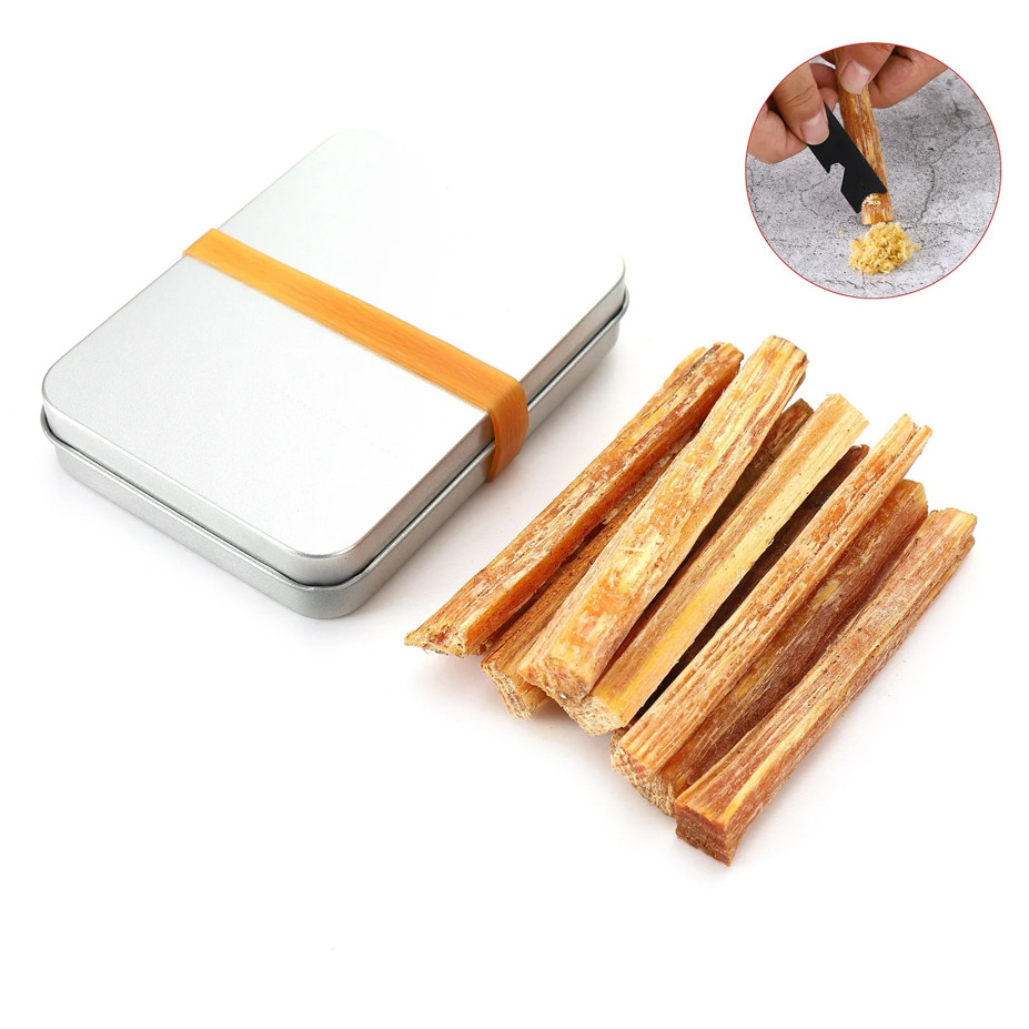 Fatwood Sticks Kit with Storage Box Hand Cut Fire Starter Craft Decor