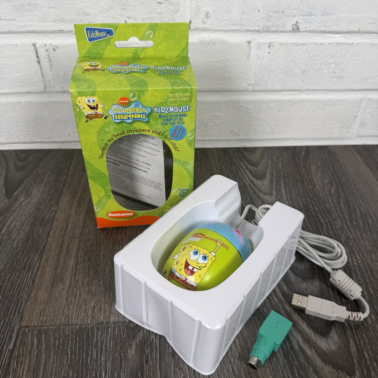 Spongebob Squarepants Kidzmouse Computer Wired Ball Mouse Nickelodeon 2002 VTG
