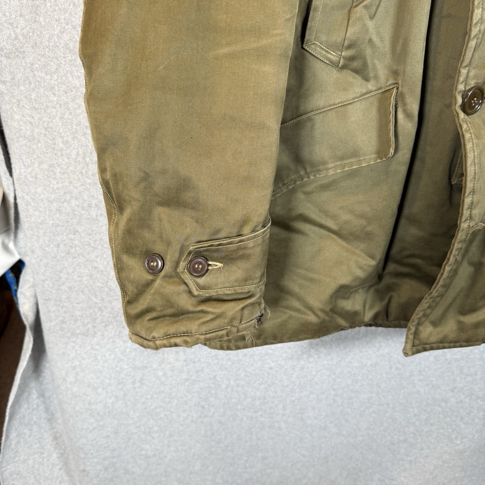 US Military Vintage 40s WW2 OG Faux Fur Talon Zip Hood B-9 Parka Jacket Mens XL