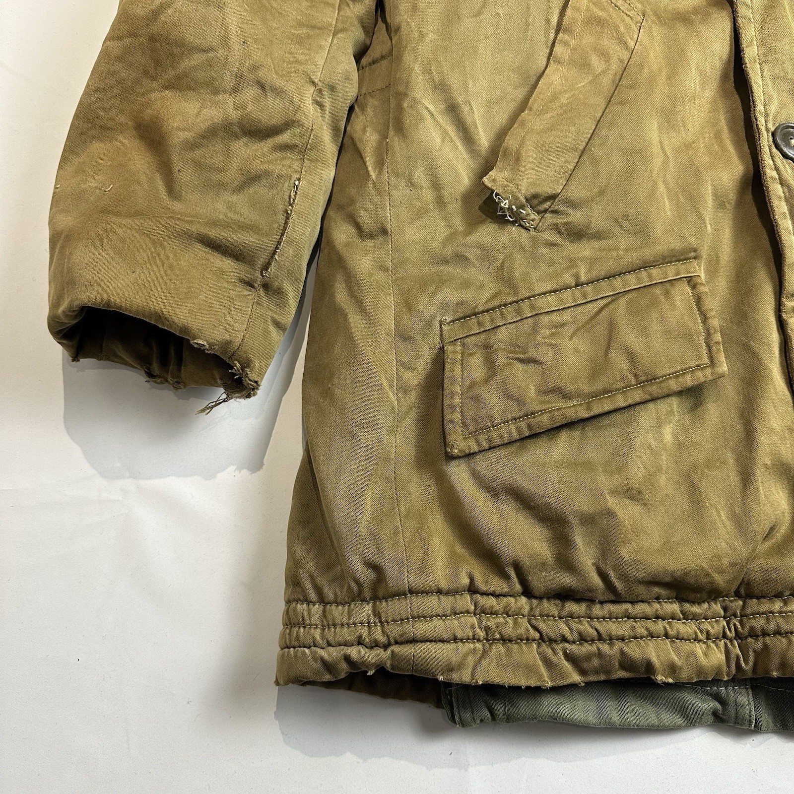 VTG WWII US Military B-9 Parka Cold Weather Jacket L Altered Distressed