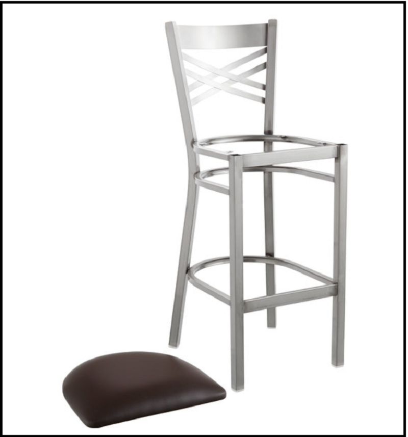 Cross Back Bar Height Chair Restaurant Bar Pub Seat Dark Brown Vinyl Seat*