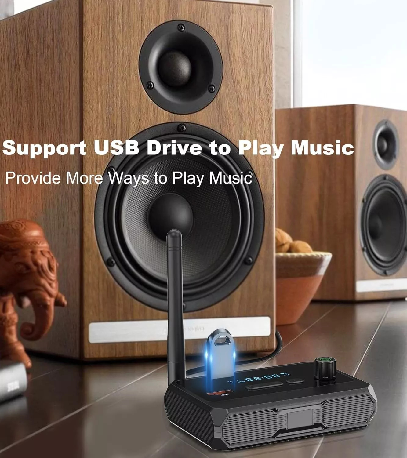 Bluetooth 5.3 Home Stereo Audio Receiver AUX USB Optical HD Music to RCA Adapter