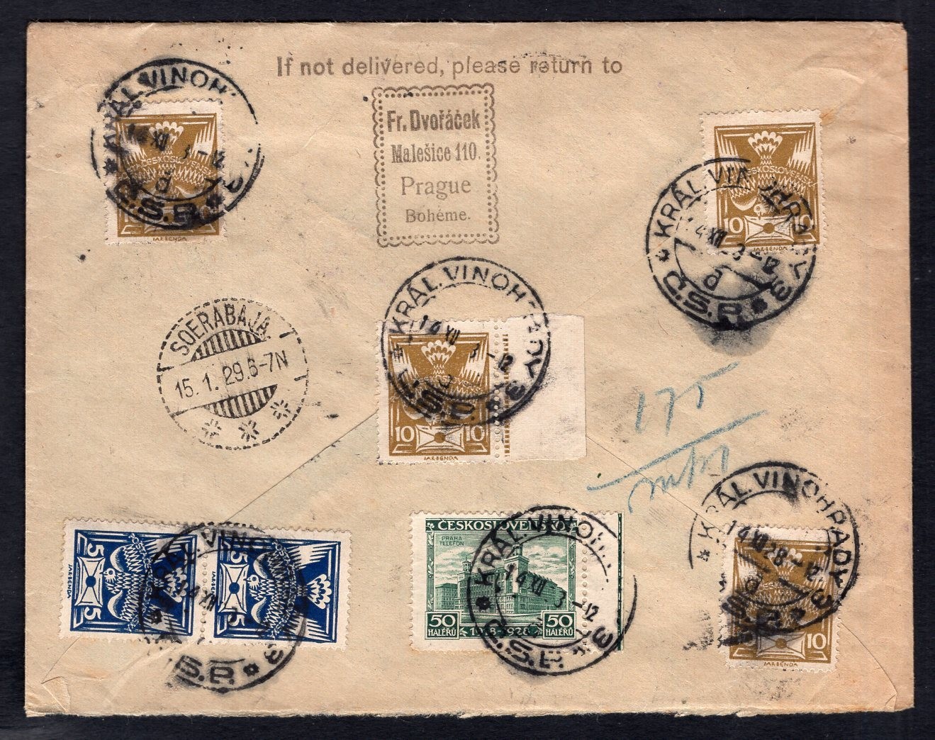 CZECHOSLOVAKIA 1929 Registered Cover to DUTCH EAST INDIES