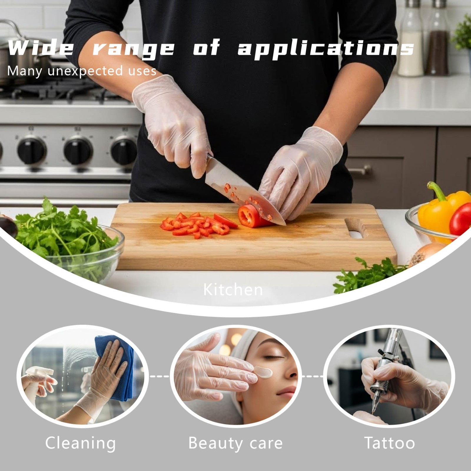 M / L Size Clear TPE Food Service Disposable Gloves Powder Free 200 400pcs