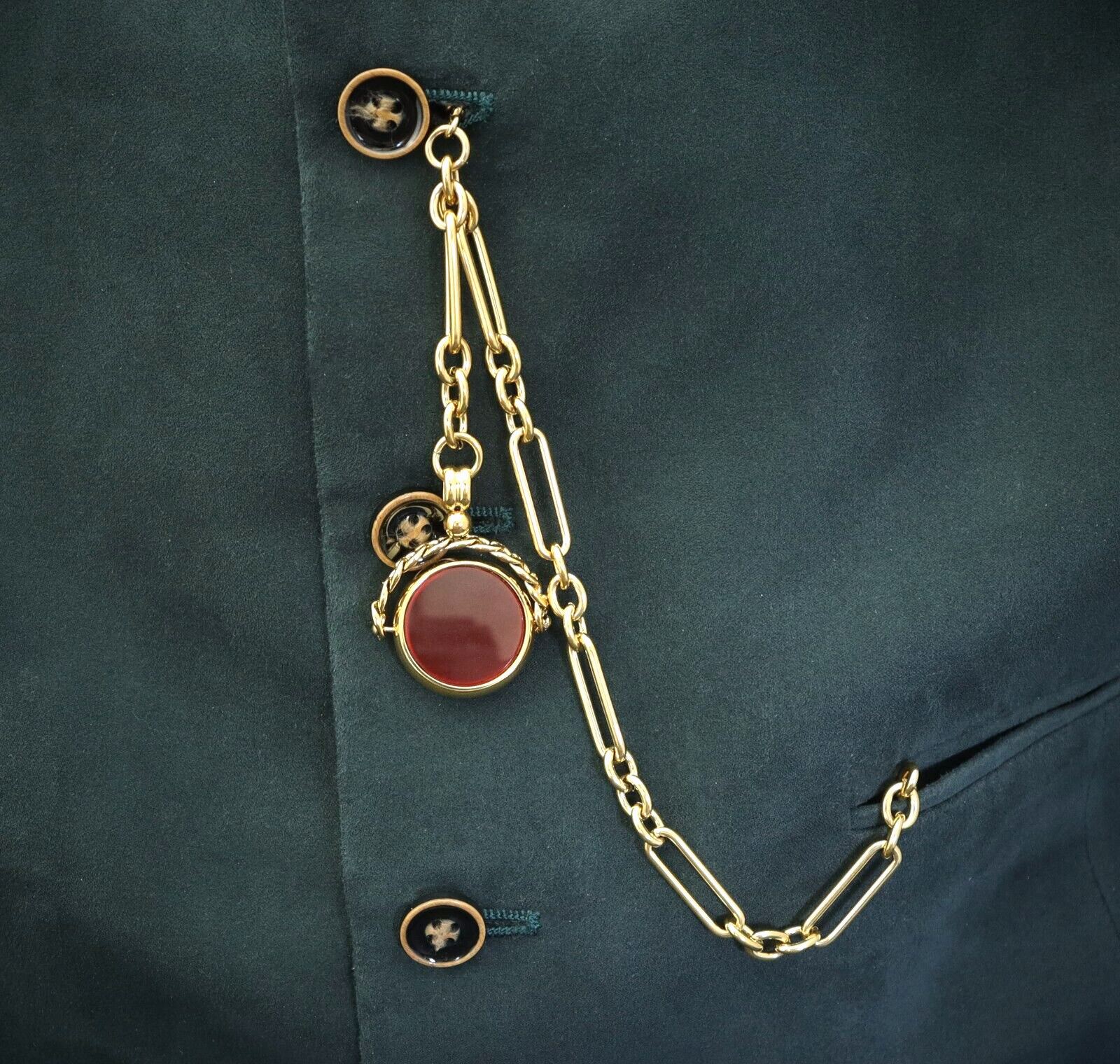 18k Gold Plated Trombone Pocket Watch Albert Chain - Peaky Blinders