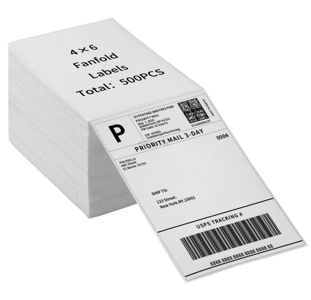 4"x6" Fanfold Direct Thermal Shipping Labels for Zebra and Rollo 500 PCS