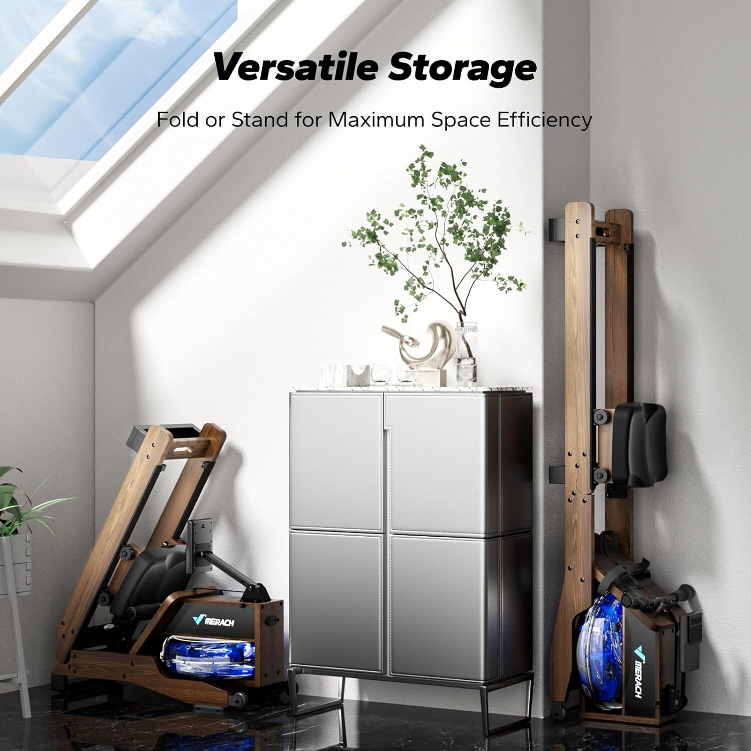 MERACH Oak Wood Water Rowing Machines for Home with 12 Enhanced Resistance Blade