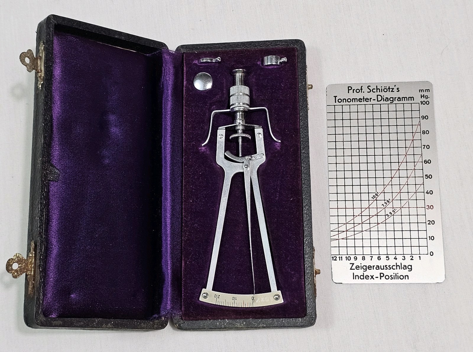 Vintage Mid-Century Schioetz Tonometer Medical Ophthalmology Tool Germany