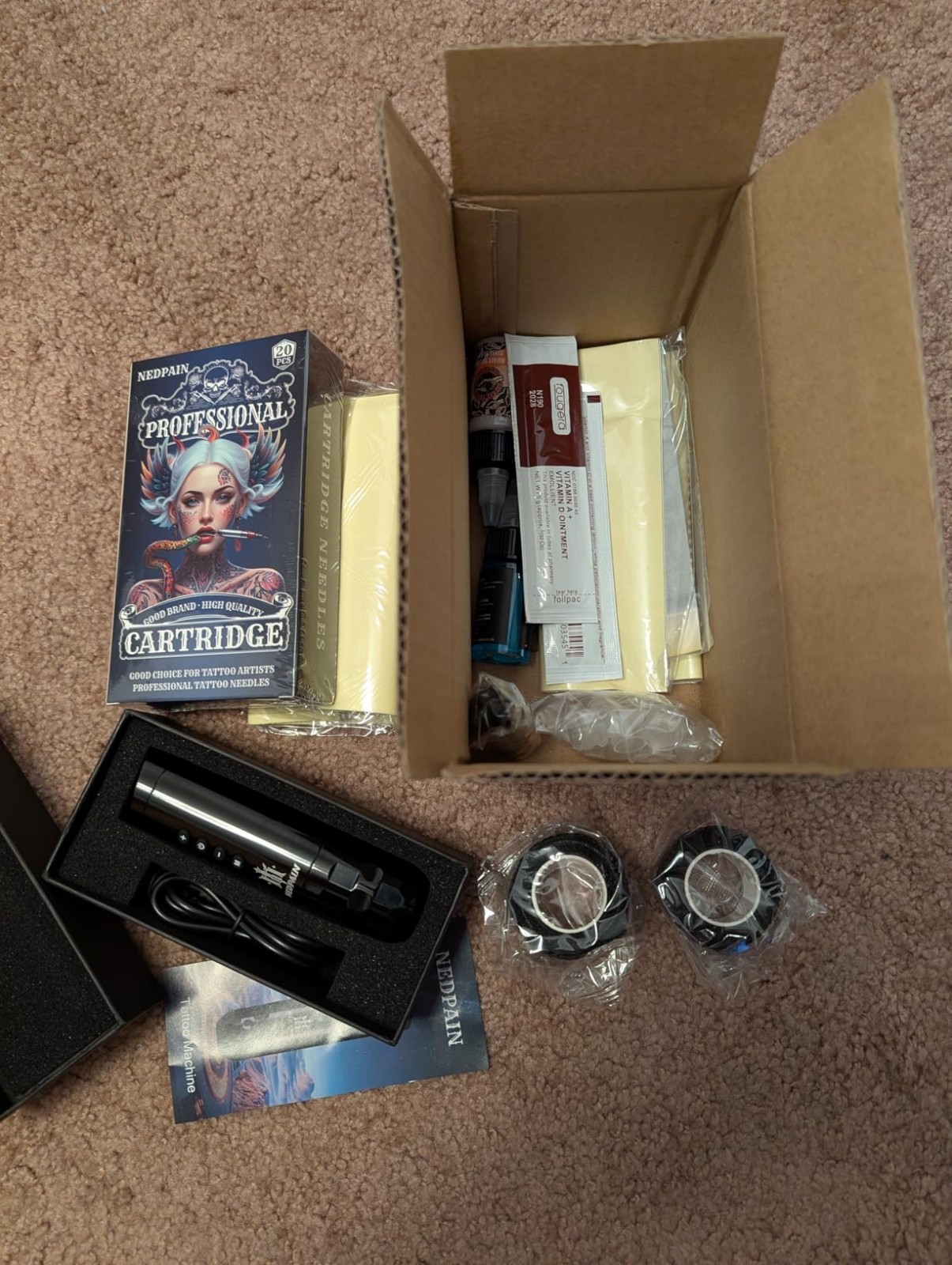 Wireless Tattoo Kit Complete for Beginners Pen Machine with Power Supply Needles