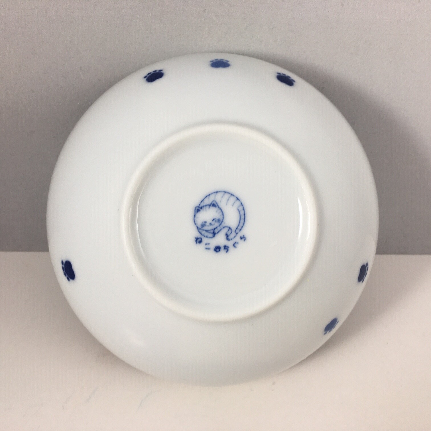 Japanese Rice Soup Dessert Bowl 4-7/8"D Porcelain Blue Tuxedo Cat Made in Japan
