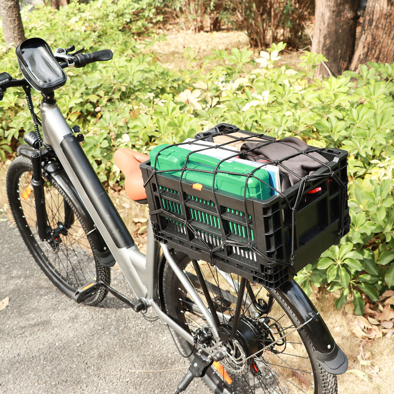 Bike Basket Rear 35L Large Capacity Foldable Bike Storage for Shopping Outings