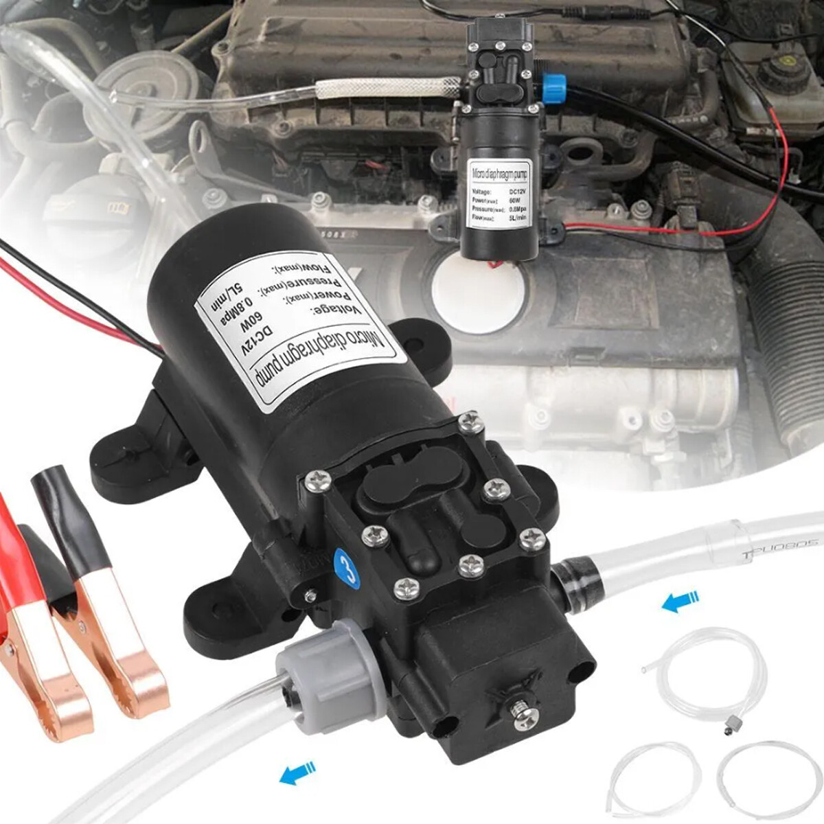 DC 12V 5L Transfer Pump Extractor Fast Change Oil Fluid Scavenge Suction Vacuum