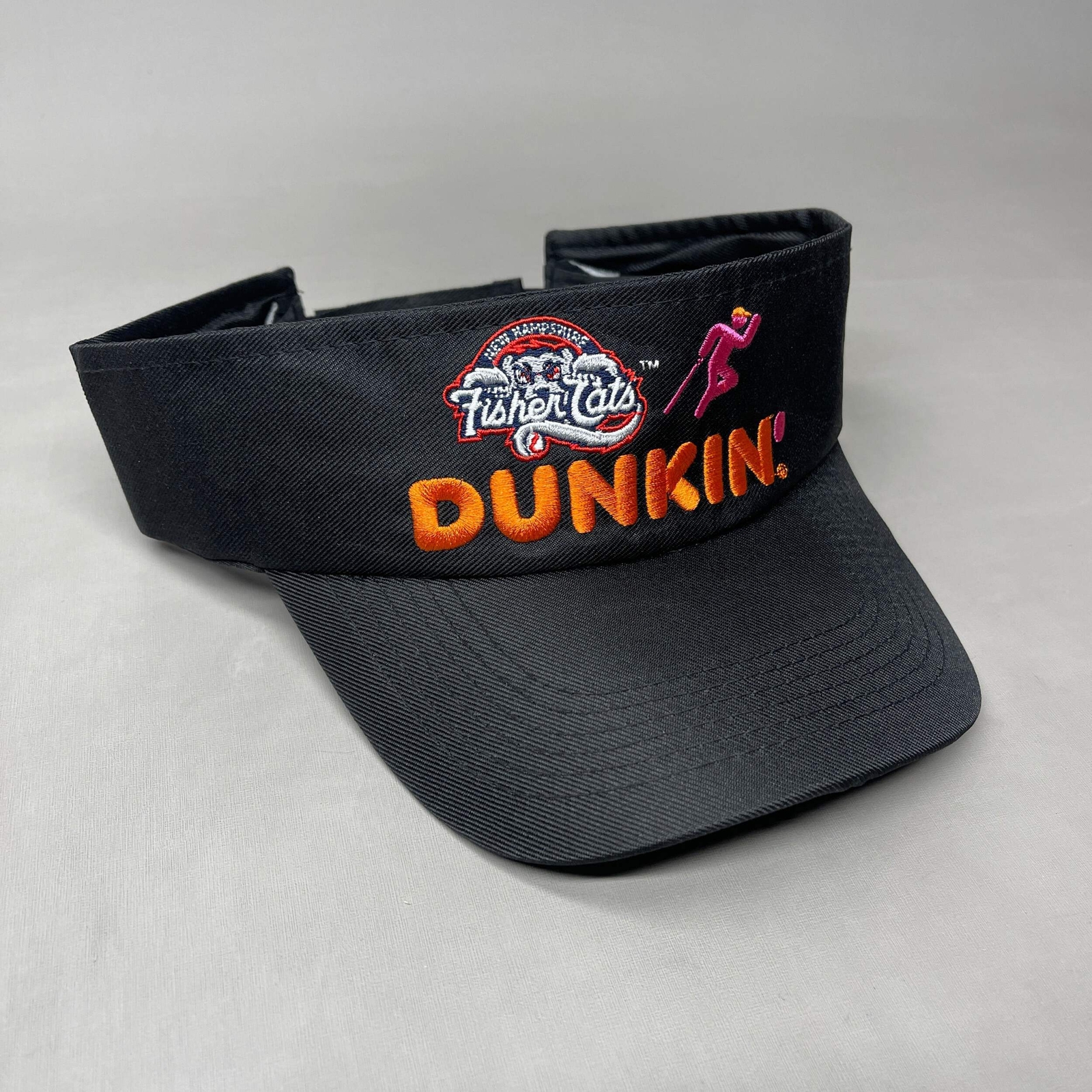 DUNKIN' DONUTS Visor Cap w/ New Hampshire FISHER CATS Logo Black (New)