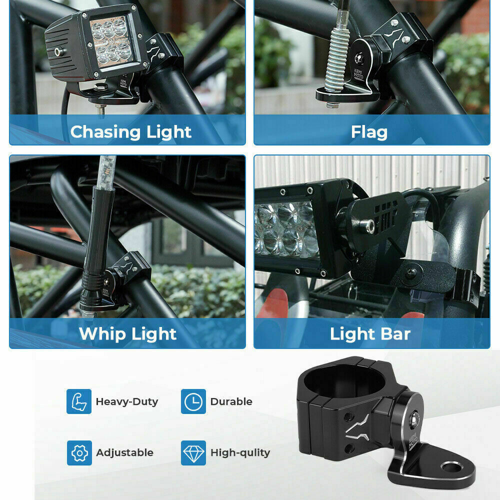 CNC Whip Light Flag Mount 1.75"-2" Adjustable Bracket for Can Am X3 RZR XP 1000