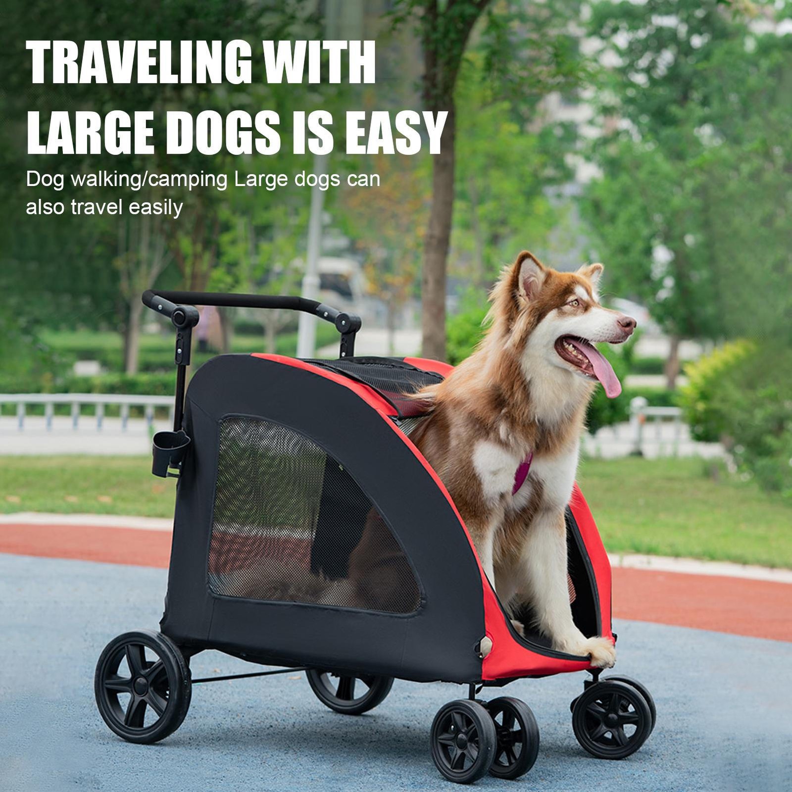 Folding Extra Large Dog Stroller Jogger Pet Pram Waterproof Traval Cart 220 lbs