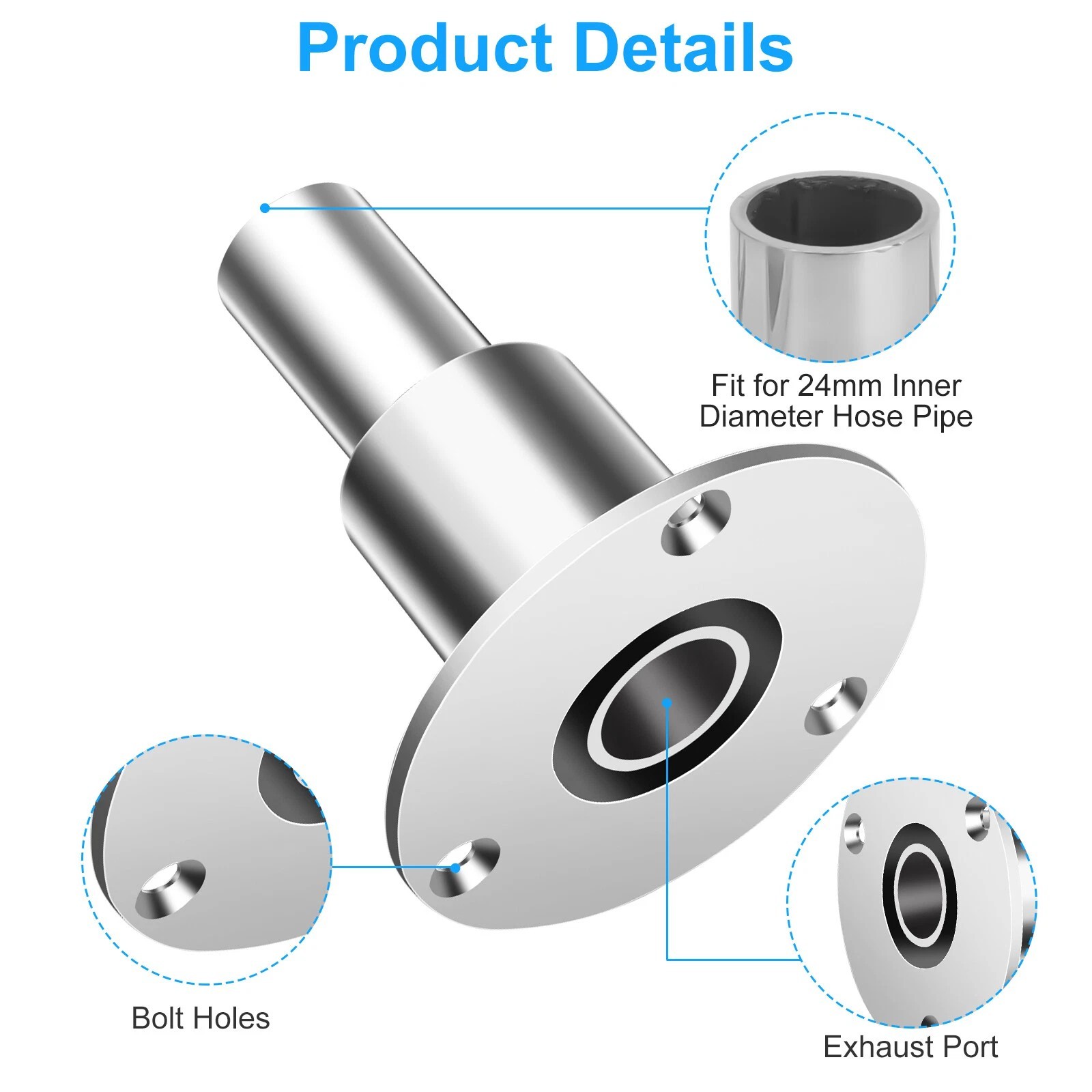 For Diesel Heaters 316 Stainless Steel Thru Hull Exhaust Fittings 24mm Pipe Tube