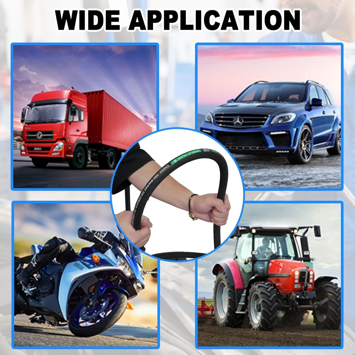 Smooth 3/4" x 100ft Hydraulic Hose - 2 Steel Wire Braid,3118 PSI Rubber Oil Hose