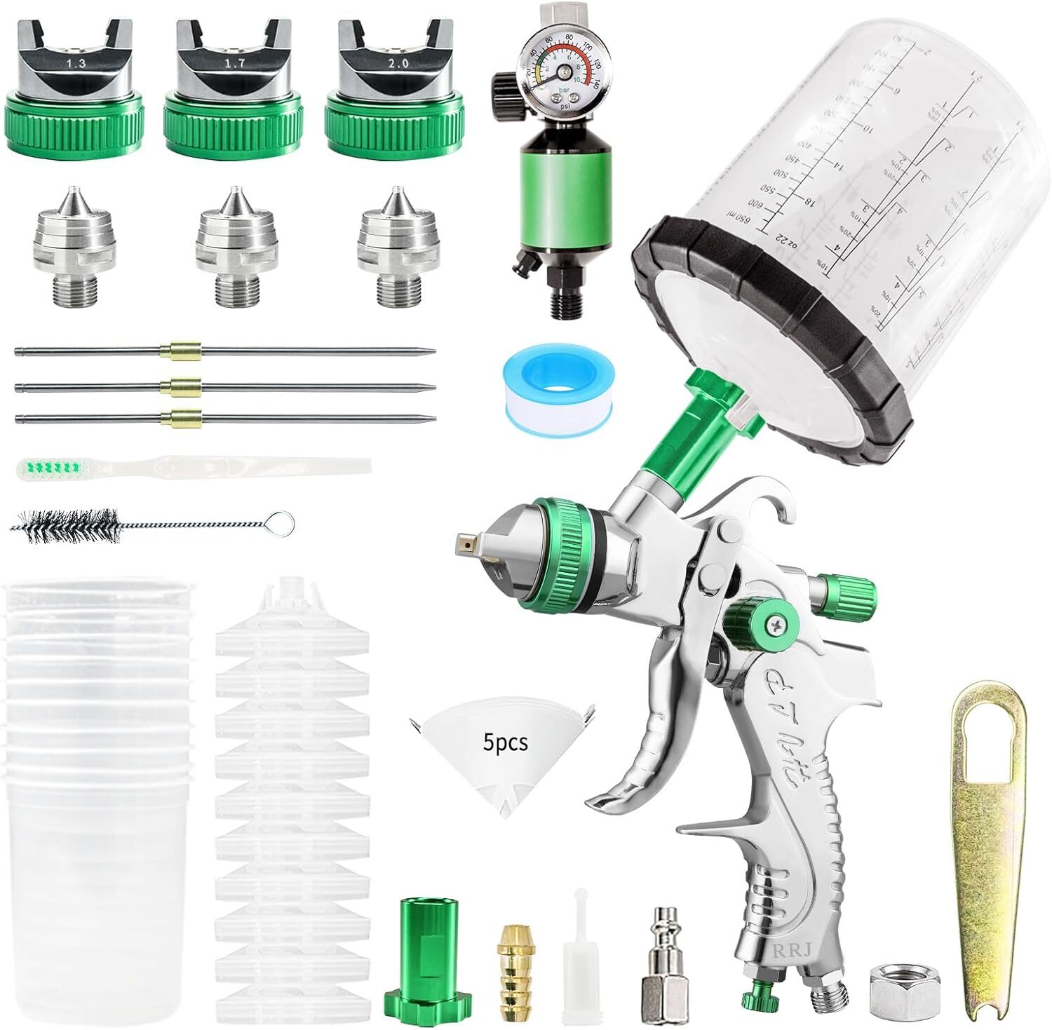 HVLP Air Paint Spray Gun Kit Gravity Feed Car Auto Primer 1.3/1.7/2.0MM Nozzles