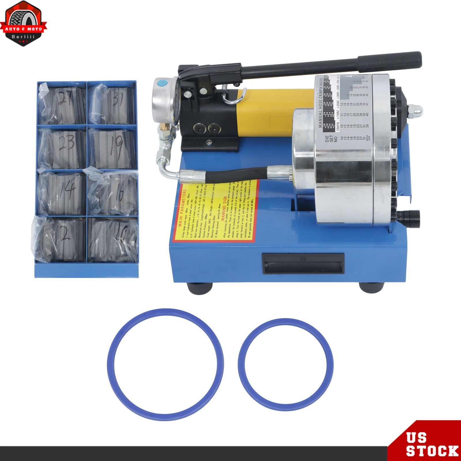 8 Sets Dies Portable Hydraulic Hose Crimper Pipe Crimping Machine